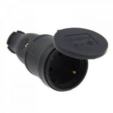 Розетка прямая каучук 16А 2Р+Е IP44  (Омега) 220В